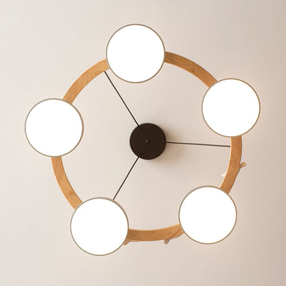 Ronde houten vogelhanglamp