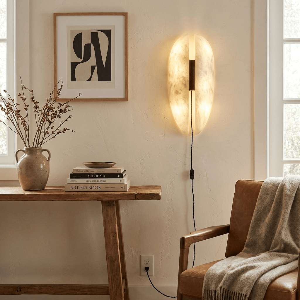 Alabaster wandlamp met stekker