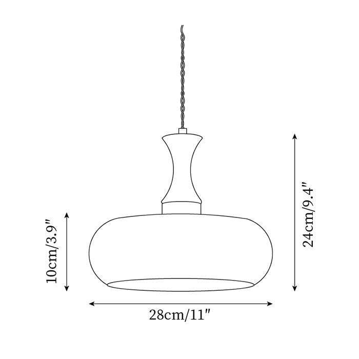 Amberkleurige glazen hanglamp met stekker