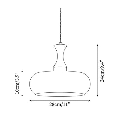 Amberkleurige glazen hanglamp met stekker