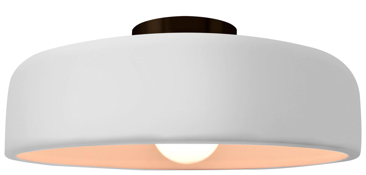 Keramische half-inbouw-plafondlamp met trommelkap