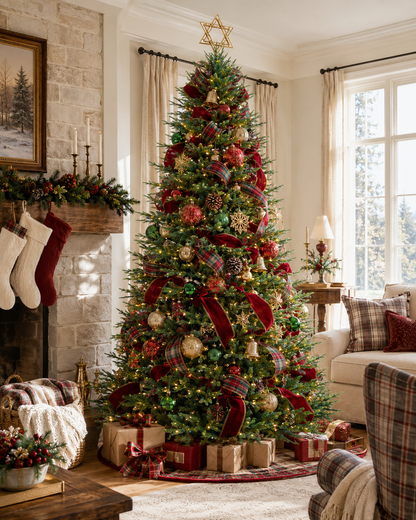 Skovra Classic PE/PVC 12ft voorverlichte kerstboom