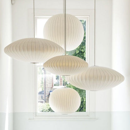 Hanglamp met geplooide zijden lampenkap