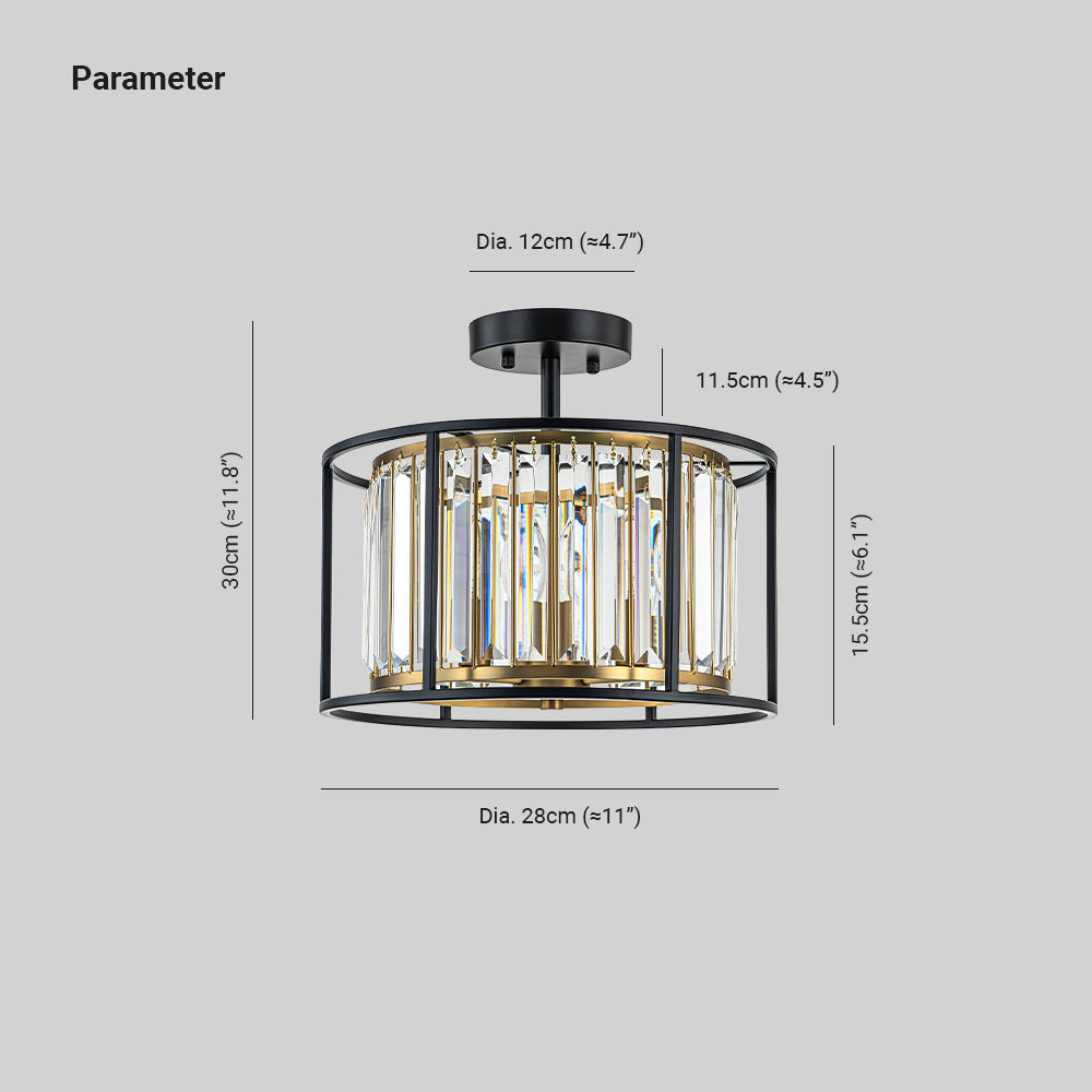 Kristallen plafondlamp met open frame