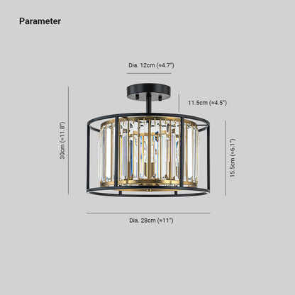 Kristallen plafondlamp met open frame
