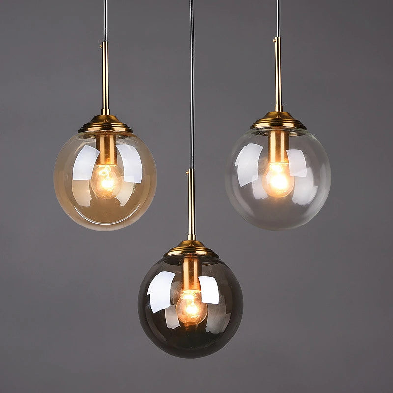Orbelle Art-decoglazen hanglamp met messing bolvormige kap