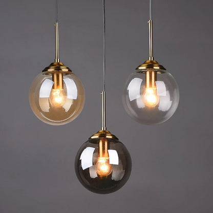 Orbelle Art-decoglazen hanglamp met messing bolvormige kap