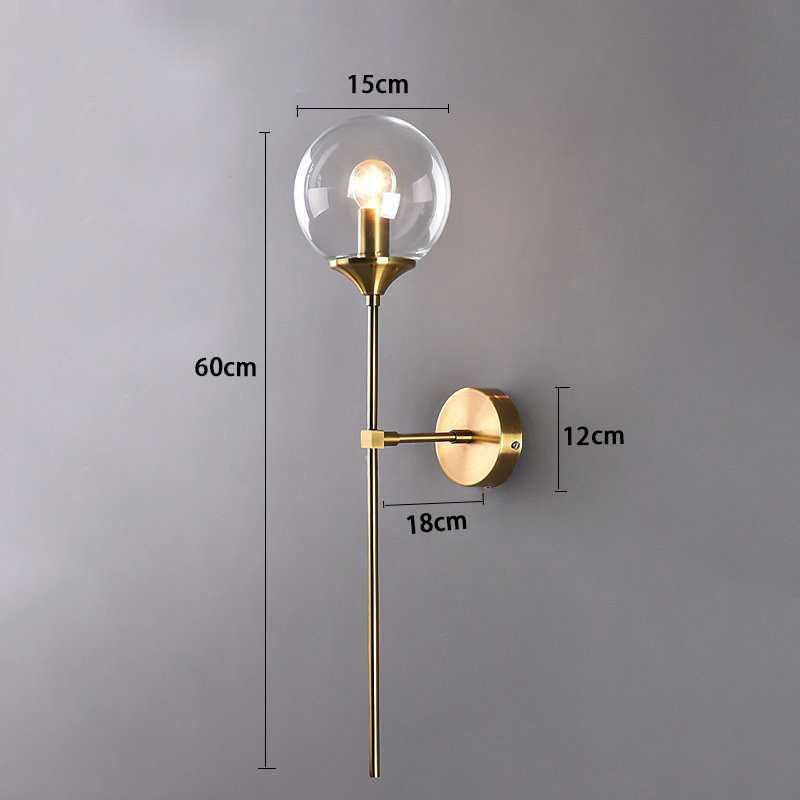 Velmira mid-century wandlamp met glazen bol