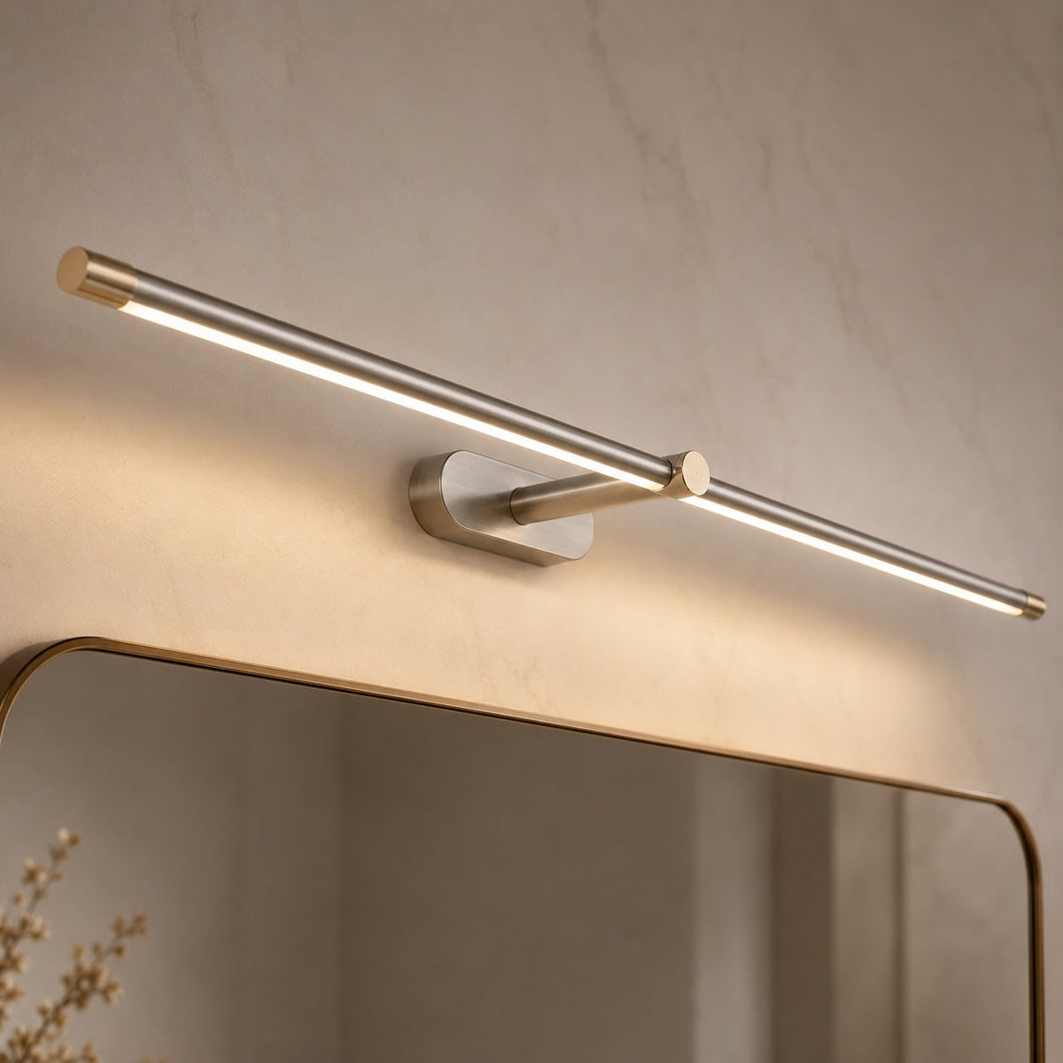 Verstelbare wandlamp met stang voor de kaptafel
