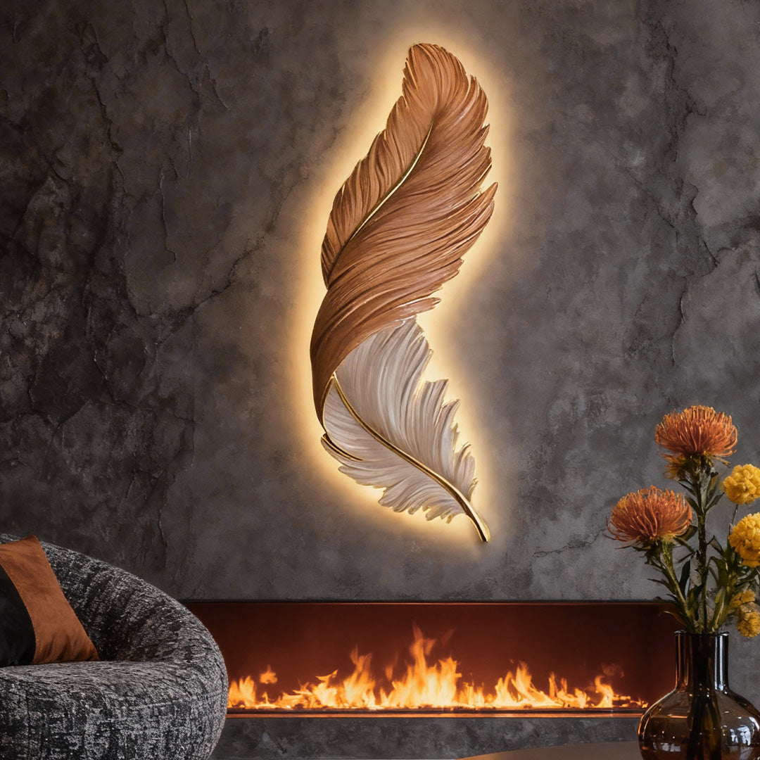 Gebeeldhouwde pluimvormige led-wandlamp