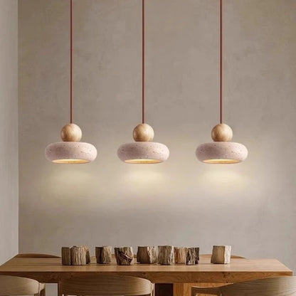 Velora Japandi-hanglamp van travertijn
