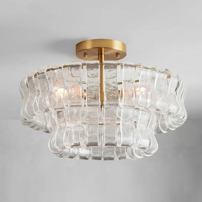 Gelaagde plafondlamp van ijsglas
