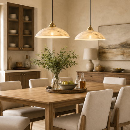 Hanglamp met albasten koepel