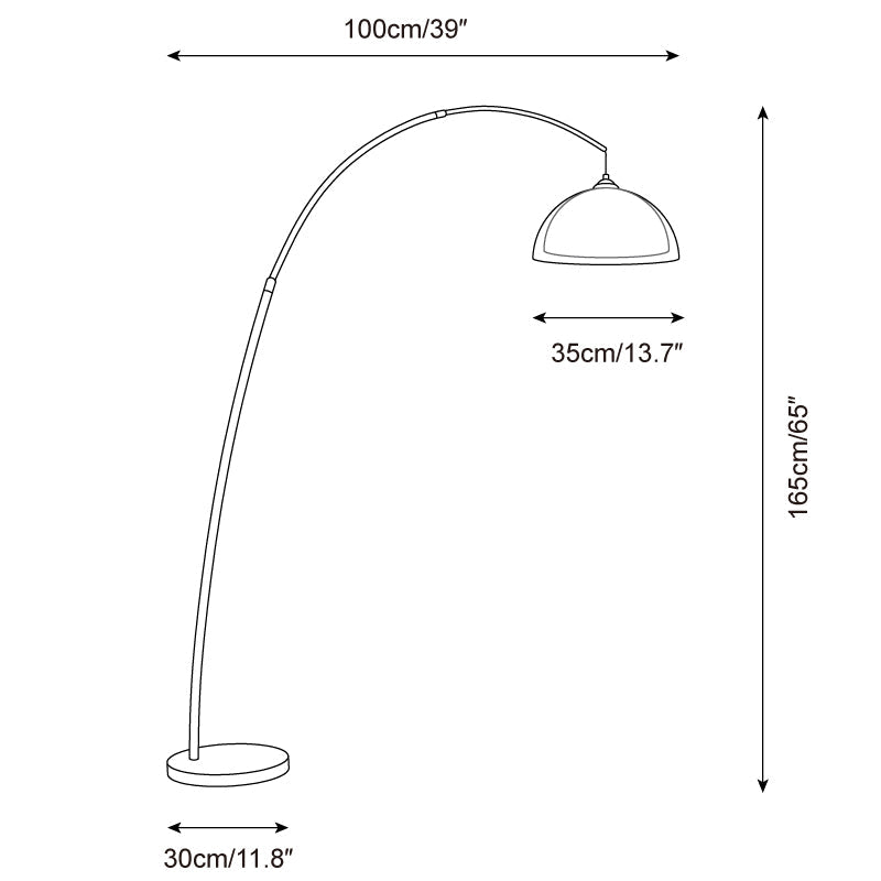 Halberon boogvormige vloerlamp van walnoot
