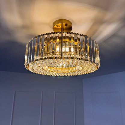 Glamoureuze gesneden kristallen plafondlamp