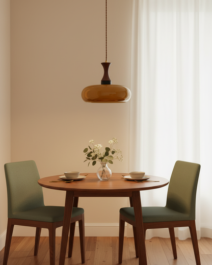 Amberkleurige glazen hanglamp met stekker