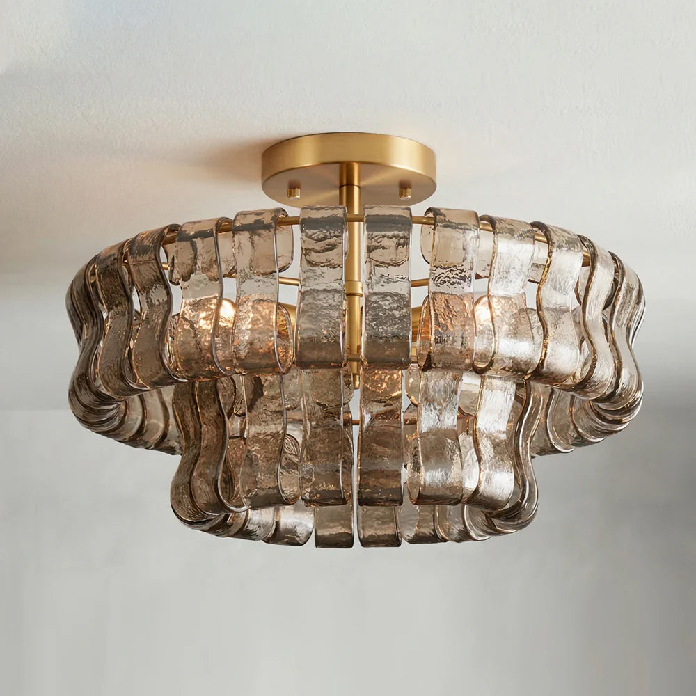 Gelaagde plafondlamp van ijsglas