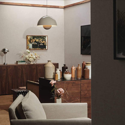 Metalen hanglamp met twee koepels
