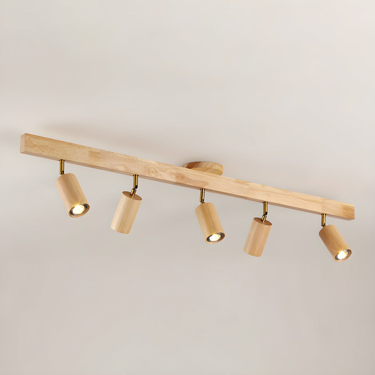 Houten rail met spotjes