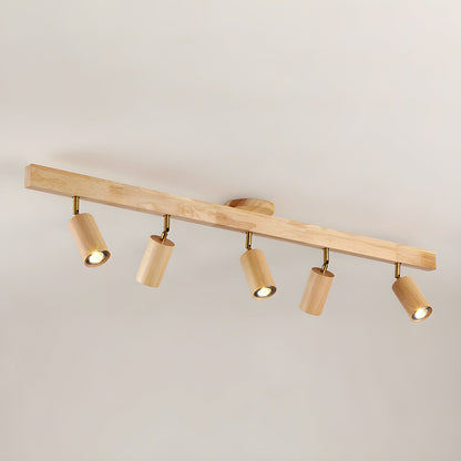 Houten rail met spotjes