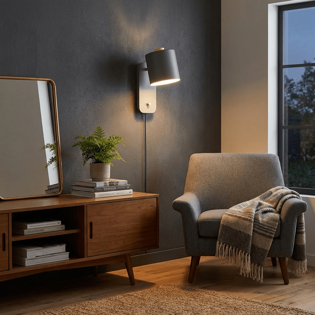 Draaibare cilinderwandlamp met stekker