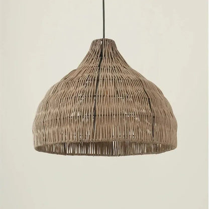 Natuurlijke gevlochten hanglamp in klokvorm