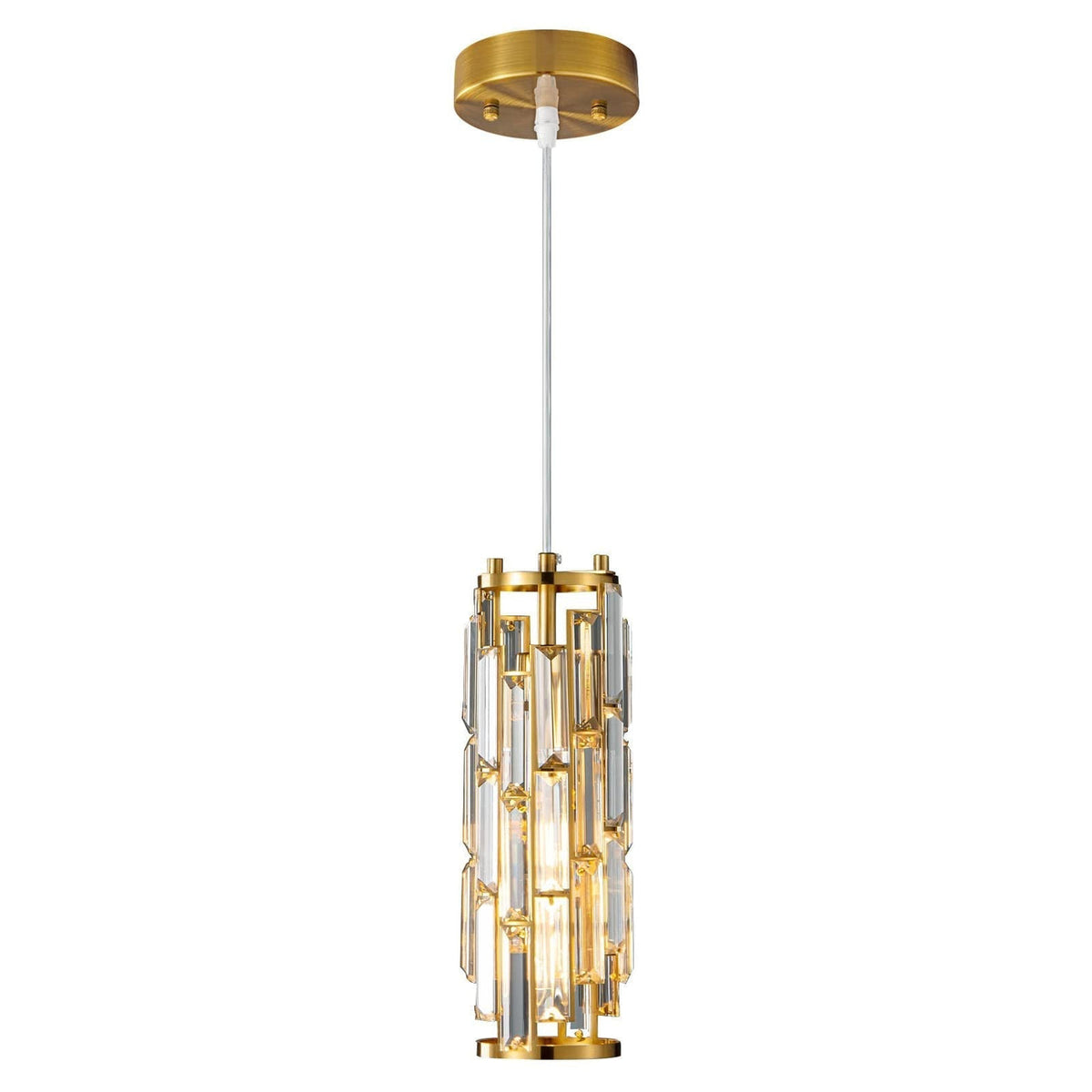 Hanglamp met gefacetteerde kristallen kolom