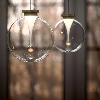 Hanglamp met bol van getint glas