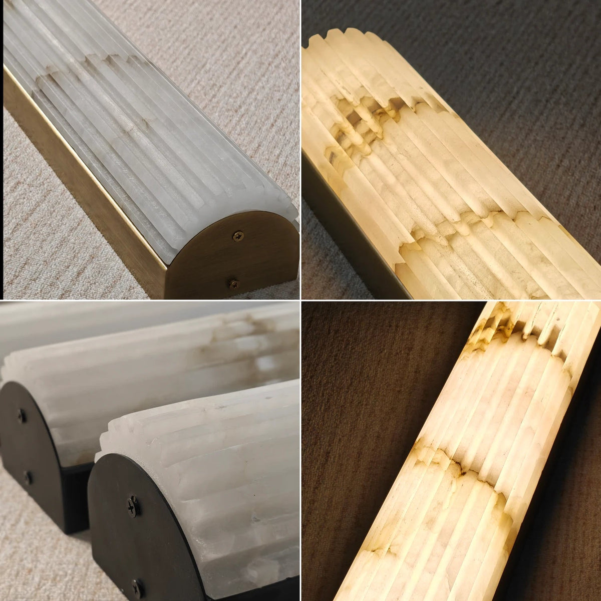 Minimalistische gegroefde albasten wandlamp Rivenna