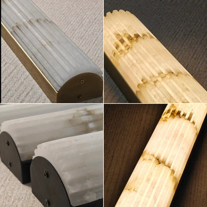 Minimalistische gegroefde albasten wandlamp Rivenna