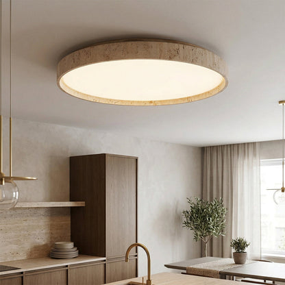 Plafondlamp met schijf van walnootkleurig travertijn