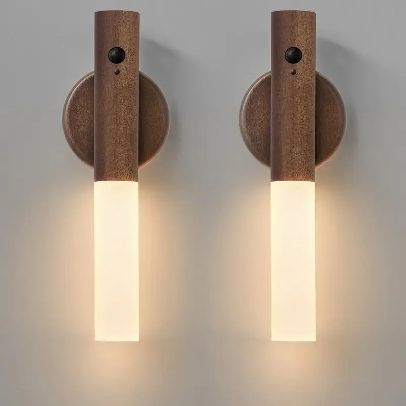 Oakmira minimalistische houten wandlamp met bewegingssensor