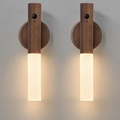 Oakmira minimalistische houten wandlamp met bewegingssensor