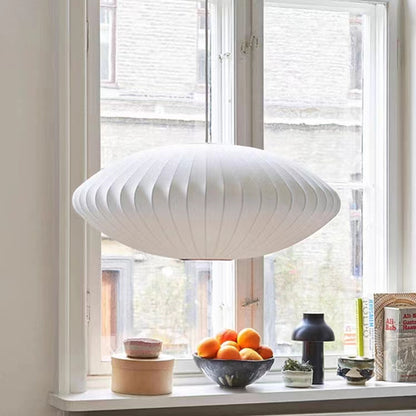 Hanglamp met geplooide zijden lampenkap