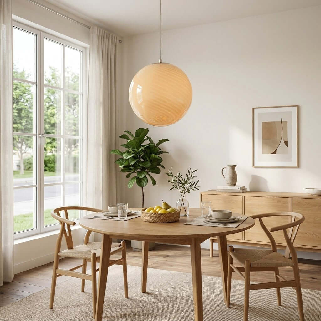 Hanglamp met gedraaide glazen bol
