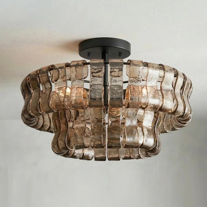 Gelaagde plafondlamp van ijsglas