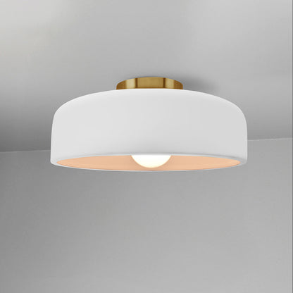 Keramische half-inbouw-plafondlamp met trommelkap