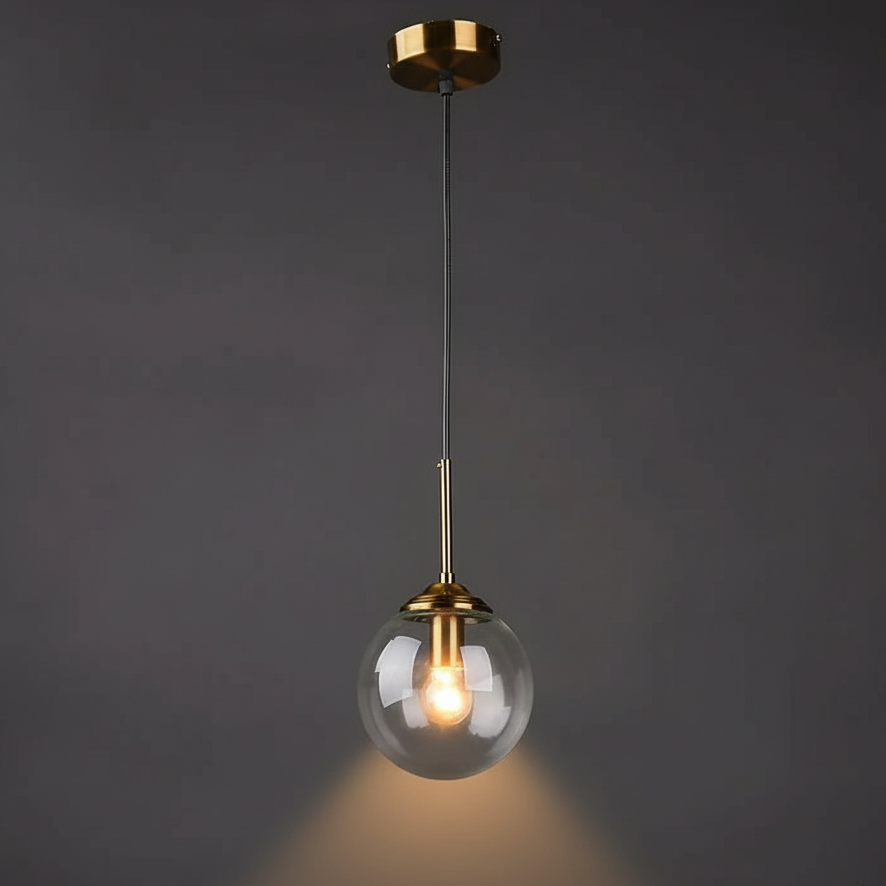 Orbelle Art-decoglazen hanglamp met messing bolvormige kap