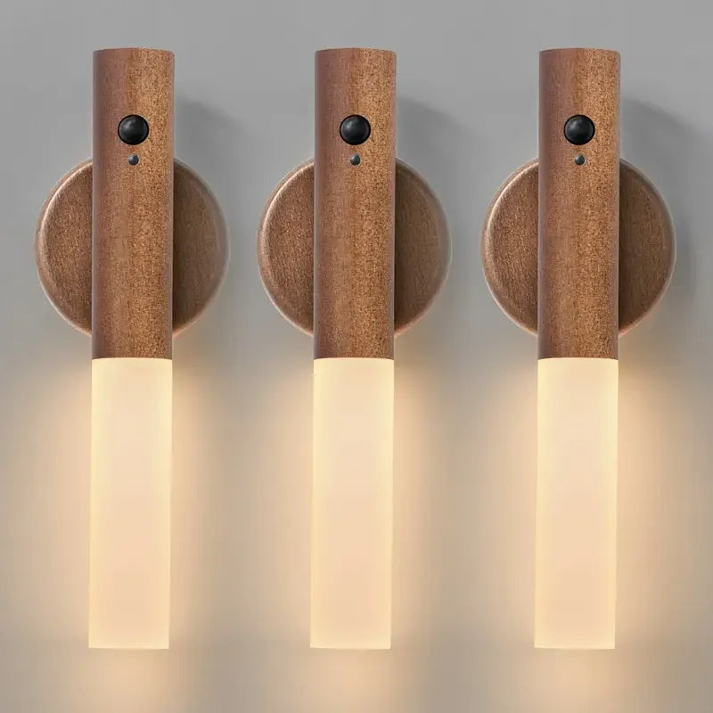 Oakmira minimalistische houten wandlamp met bewegingssensor