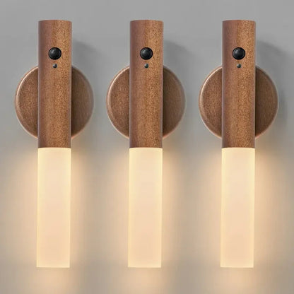 Oakmira minimalistische houten wandlamp met bewegingssensor