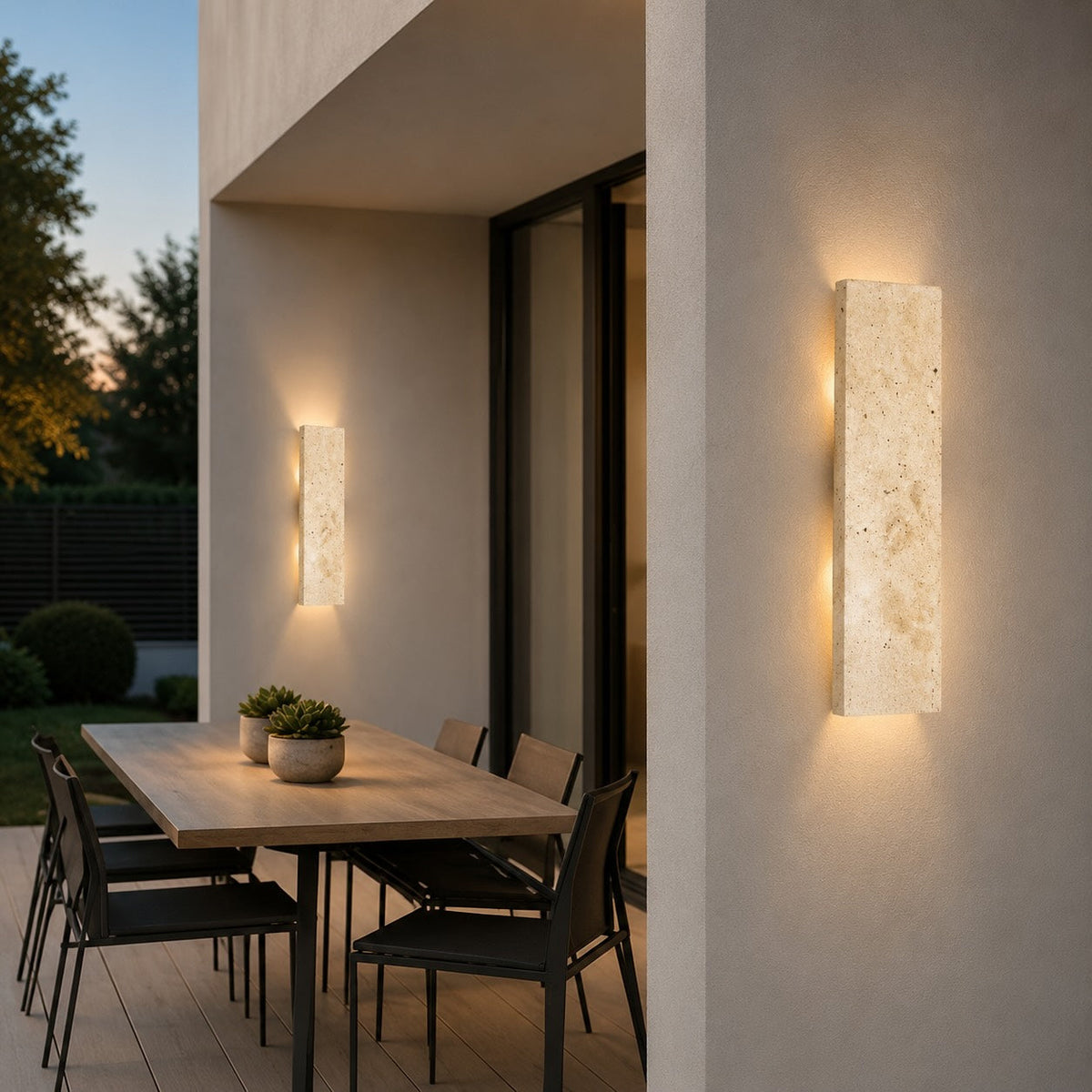 Travertijnen stenen wandlamp