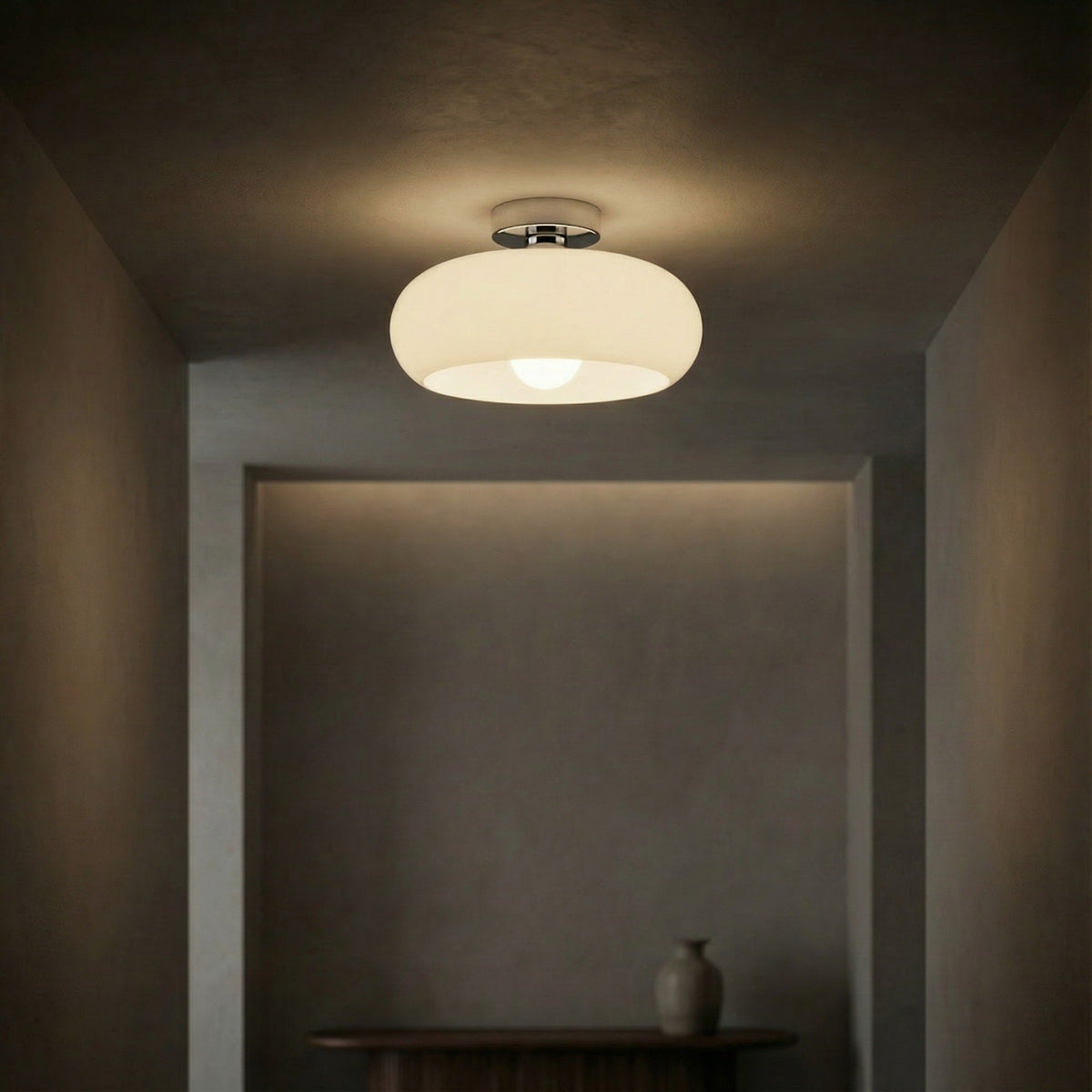 Glanzende half-inbouw plafondlamp van glas