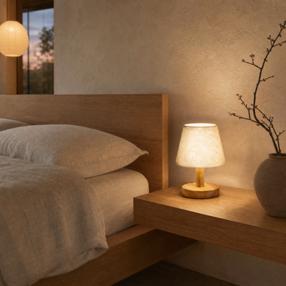 Elarion Scandinavische tafellamp van eikenhout