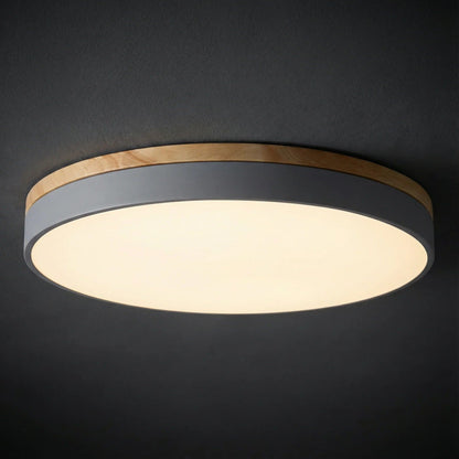 Dimbare plafondlamp met houten paneel