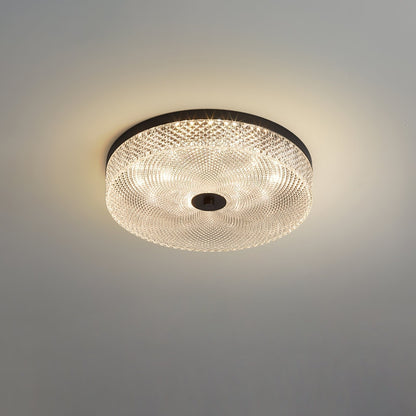 Gefacetteerde plafondlamp met acrylkap in trommelvorm