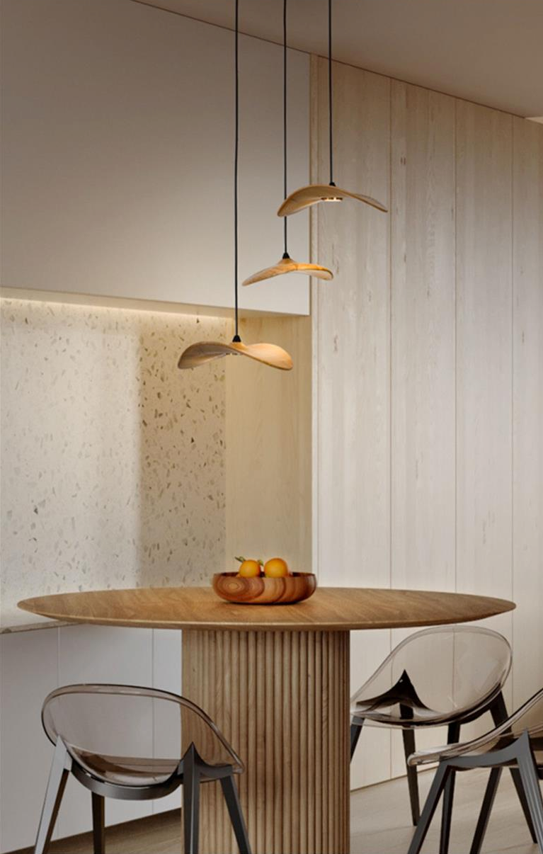 Golvende houten bladhanglamp