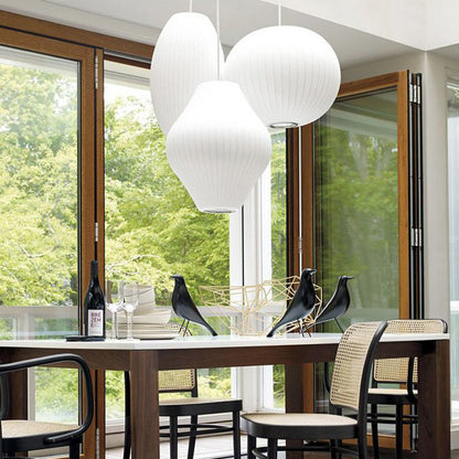 Hanglamp met geplooide zijden lampenkap