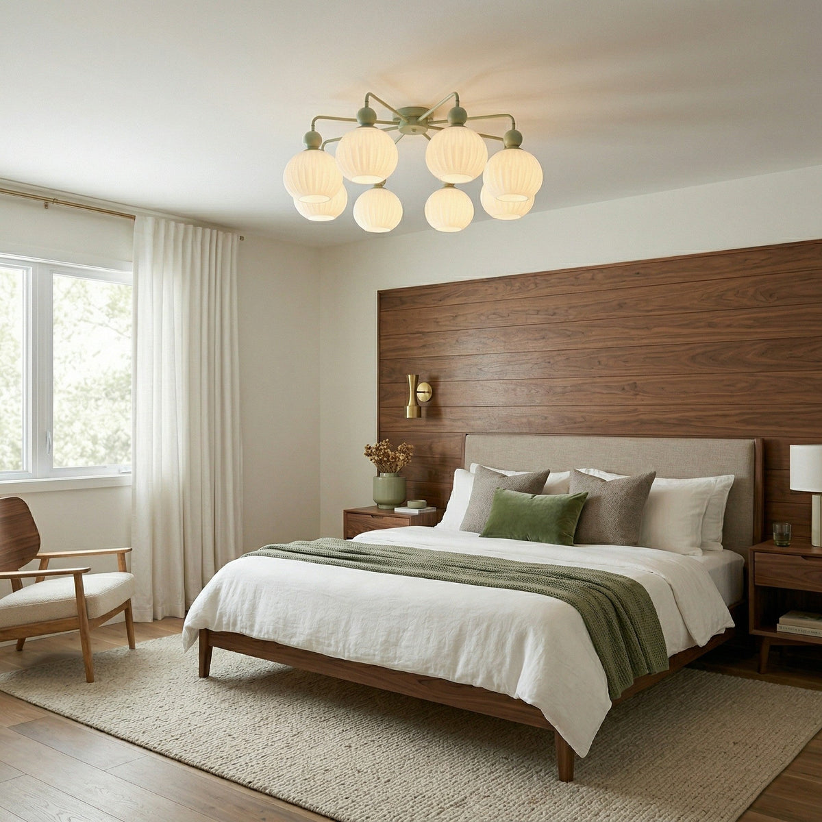 Geribd opalen glazen plafondlamp