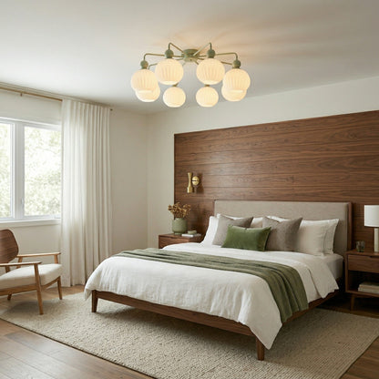 Geribd opalen glazen plafondlamp