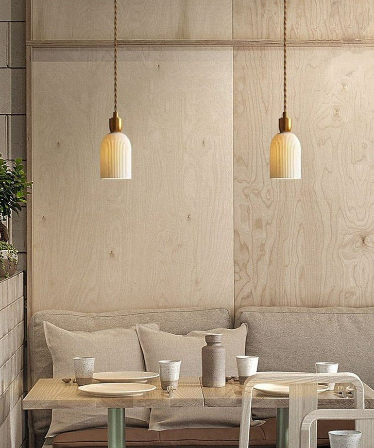 Geribde keramische koperen hanglamp